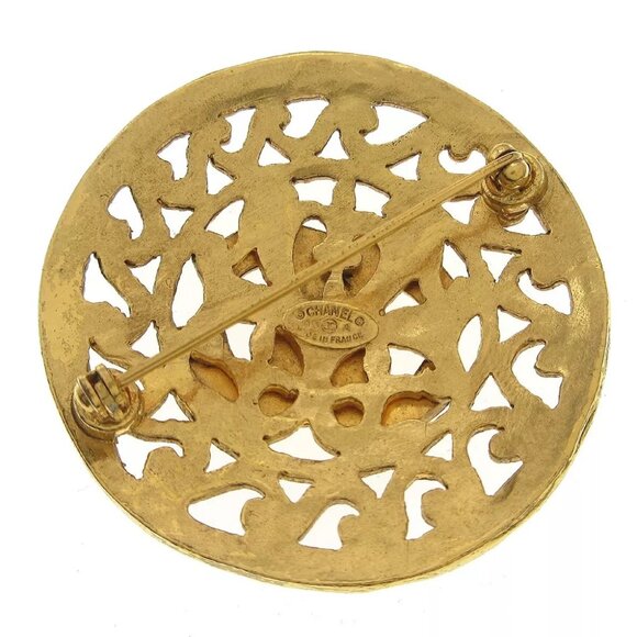 Chanel Medallion Motif Brooch Pin Corsage Gold-plated 95A Authentic - Picture 2 of 4